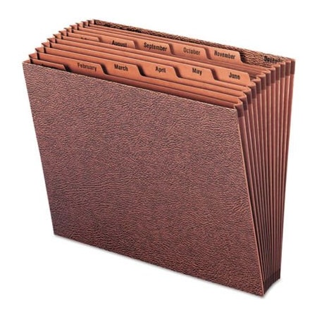 Smead Smead Jan-Dec Open Accordion Expanding File, 12 Pocket, Letter, Leather-Like Redrope 70488